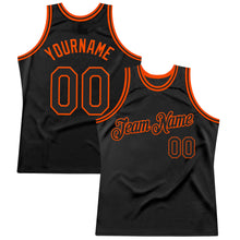 Load image into Gallery viewer, Custom Black Orange Authentic Throwback Basketball Jersey
