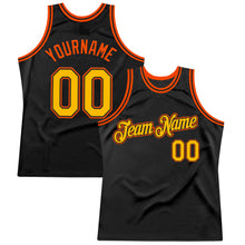 Load image into Gallery viewer, Custom Black Gold-Orange Authentic Throwback Basketball Jersey
