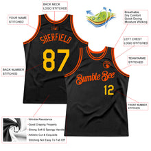 Load image into Gallery viewer, Custom Black Gold-Orange Authentic Throwback Basketball Jersey
