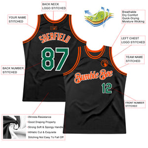 Custom Black Kelly Green-Orange Authentic Throwback Basketball Jersey