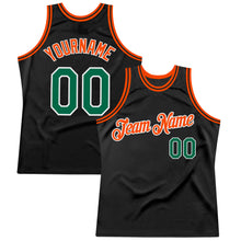 Load image into Gallery viewer, Custom Black Kelly Green-Orange Authentic Throwback Basketball Jersey
