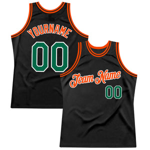 Custom Black Kelly Green-Orange Authentic Throwback Basketball Jersey