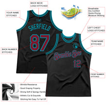 Загрузить изображение в средство просмотра галереи, Custom Black Crimson-Teal Authentic Throwback Basketball Jersey
