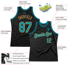 Загрузить изображение в средство просмотра галереи, Custom Black Teal-Old Gold Authentic Throwback Basketball Jersey
