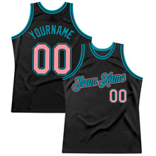 Загрузить изображение в средство просмотра галереи, Custom Black Medium Pink-Teal Authentic Throwback Basketball Jersey
