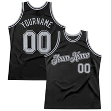 Загрузить изображение в средство просмотра галереи, Custom Black Gray Authentic Throwback Basketball Jersey
