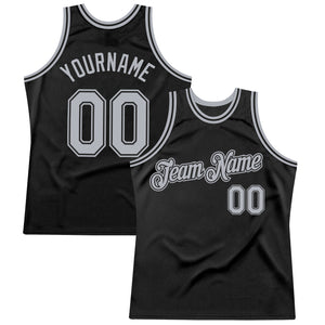 Custom Black Gray Authentic Throwback Basketball Jersey