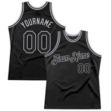 Загрузить изображение в средство просмотра галереи, Custom Black Gray Authentic Throwback Basketball Jersey
