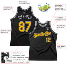 Загрузить изображение в средство просмотра галереи, Custom Black Gold-Gray Authentic Throwback Basketball Jersey
