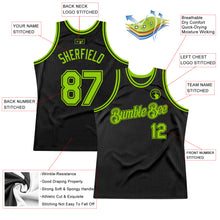 Загрузить изображение в средство просмотра галереи, Custom Black Neon Green Authentic Throwback Basketball Jersey
