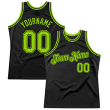 Загрузить изображение в средство просмотра галереи, Custom Black Neon Green Authentic Throwback Basketball Jersey
