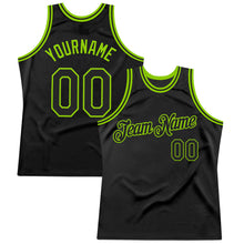 Загрузить изображение в средство просмотра галереи, Custom Black Neon Green Authentic Throwback Basketball Jersey
