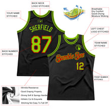 Загрузить изображение в средство просмотра галереи, Custom Black Neon Green-Red Authentic Throwback Basketball Jersey
