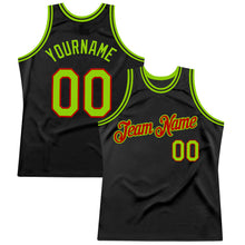 Загрузить изображение в средство просмотра галереи, Custom Black Neon Green-Red Authentic Throwback Basketball Jersey
