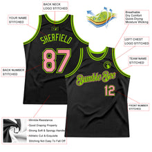 Загрузить изображение в средство просмотра галереи, Custom Black Medium Pink-Neon Green Authentic Throwback Basketball Jersey
