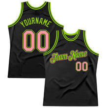 Загрузить изображение в средство просмотра галереи, Custom Black Medium Pink-Neon Green Authentic Throwback Basketball Jersey
