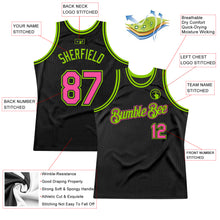 Загрузить изображение в средство просмотра галереи, Custom Black Pink-Neon Green Authentic Throwback Basketball Jersey
