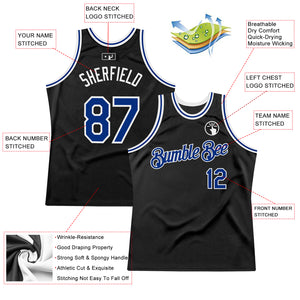 Custom Black Royal-White Authentic Throwback Basketball Jersey