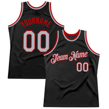 Загрузить изображение в средство просмотра галереи, Custom Black Gray-Red Authentic Throwback Basketball Jersey
