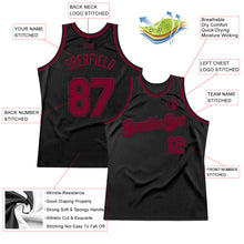 Загрузить изображение в средство просмотра галереи, Custom Black Maroon Authentic Throwback Basketball Jersey
