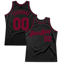 Загрузить изображение в средство просмотра галереи, Custom Black Maroon Authentic Throwback Basketball Jersey
