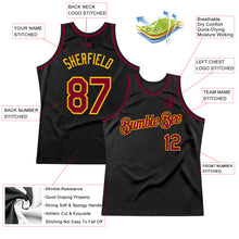 Загрузить изображение в средство просмотра галереи, Custom Black Maroon-Gold Authentic Throwback Basketball Jersey
