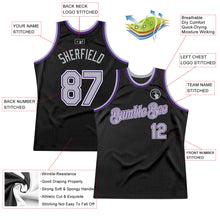 Загрузить изображение в средство просмотра галереи, Custom Black Gray-Purple Authentic Throwback Basketball Jersey
