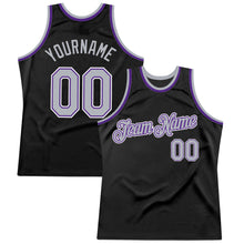 Загрузить изображение в средство просмотра галереи, Custom Black Gray-Purple Authentic Throwback Basketball Jersey
