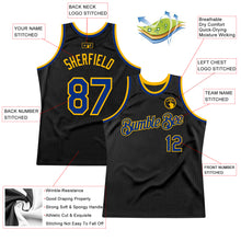 Загрузить изображение в средство просмотра галереи, Custom Black Royal-Gold Authentic Throwback Basketball Jersey
