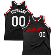 Загрузить изображение в средство просмотра галереи, Custom Black White-Red Authentic Throwback Basketball Jersey
