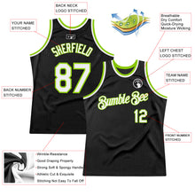 Загрузить изображение в средство просмотра галереи, Custom Black White-Neon Green Authentic Throwback Basketball Jersey
