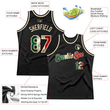 Загрузить изображение в средство просмотра галереи, Custom Black Vintage Mexican Flag-Cream Authentic Throwback Basketball Jersey
