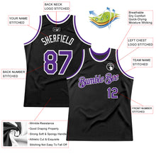 Load image into Gallery viewer, Custom Black Purple-White Authentic Throwback Basketball Jersey
