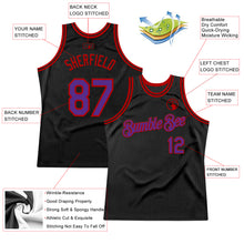 Load image into Gallery viewer, Custom Black Purple-Red Authentic Throwback Basketball Jersey
