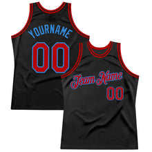 Load image into Gallery viewer, Custom Black Red-Powder Blue Authentic Throwback Basketball Jersey
