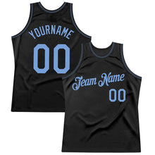 Charger l&#39;image dans la galerie, Custom Black Light Blue Authentic Throwback Basketball Jersey
