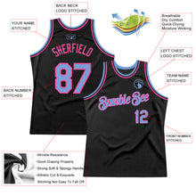 Charger l&#39;image dans la galerie, Custom Black Light Blue-Pink Authentic Throwback Basketball Jersey
