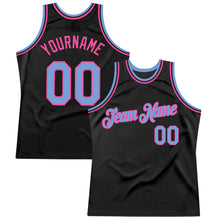 Charger l&#39;image dans la galerie, Custom Black Light Blue-Pink Authentic Throwback Basketball Jersey
