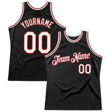 Charger l&#39;image dans la galerie, Custom Black White-Red Authentic Throwback Basketball Jersey
