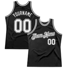 Charger l&#39;image dans la galerie, Custom Black White Authentic Throwback Basketball Jersey
