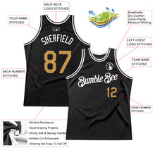 Charger l&#39;image dans la galerie, Custom Black Old Gold-White Authentic Throwback Basketball Jersey
