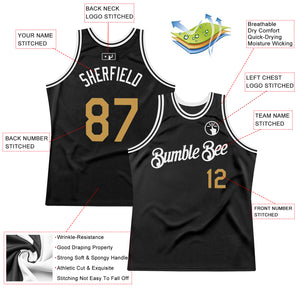 Custom Black Old Gold-White Authentic Throwback Basketball Jersey