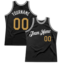 Charger l&#39;image dans la galerie, Custom Black Old Gold-White Authentic Throwback Basketball Jersey
