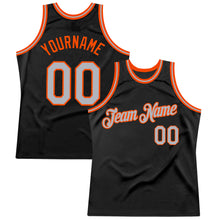 Charger l&#39;image dans la galerie, Custom Black Gray-Orange Authentic Throwback Basketball Jersey
