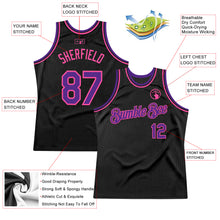 Charger l&#39;image dans la galerie, Custom Black Purple-Pink Authentic Throwback Basketball Jersey
