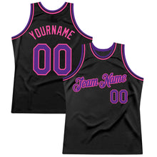 Charger l&#39;image dans la galerie, Custom Black Purple-Pink Authentic Throwback Basketball Jersey
