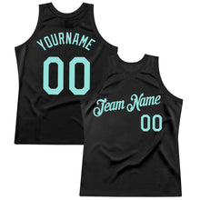 Charger l&#39;image dans la galerie, Custom Black Ice Blue Authentic Throwback Basketball Jersey
