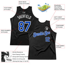 Charger l&#39;image dans la galerie, Custom Black Thunder Blue-White Authentic Throwback Basketball Jersey
