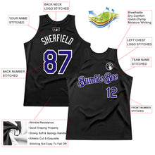 Charger l&#39;image dans la galerie, Custom Black Dark Purple-White Authentic Throwback Basketball Jersey
