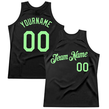 Custom Black Pea Green Authentic Throwback Basketball Jersey